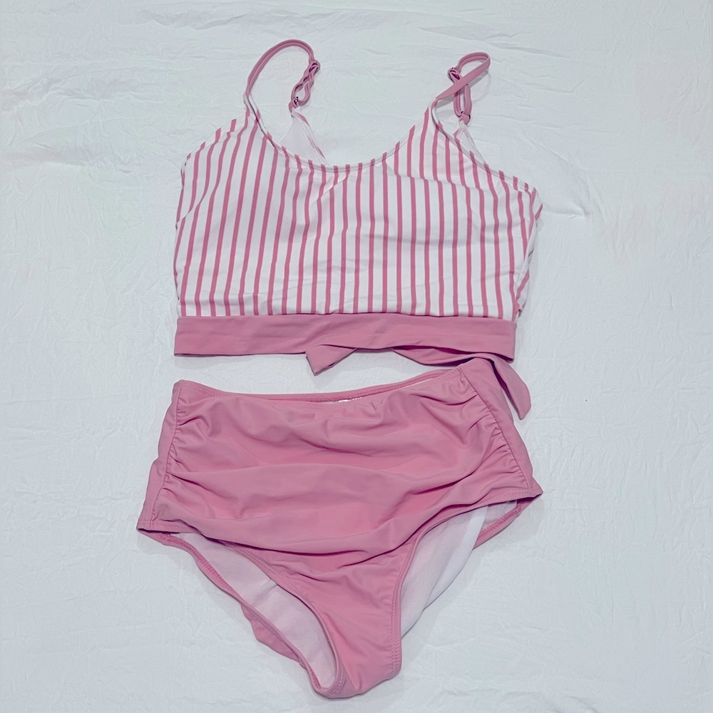 Coral Reef bikini set with faux button and tie detail